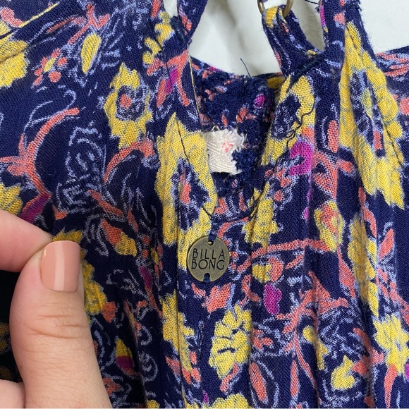 Billabong Floral Mixed Media Strappy Back Boho Maxi Dress Size XS - Picture 8 of 11